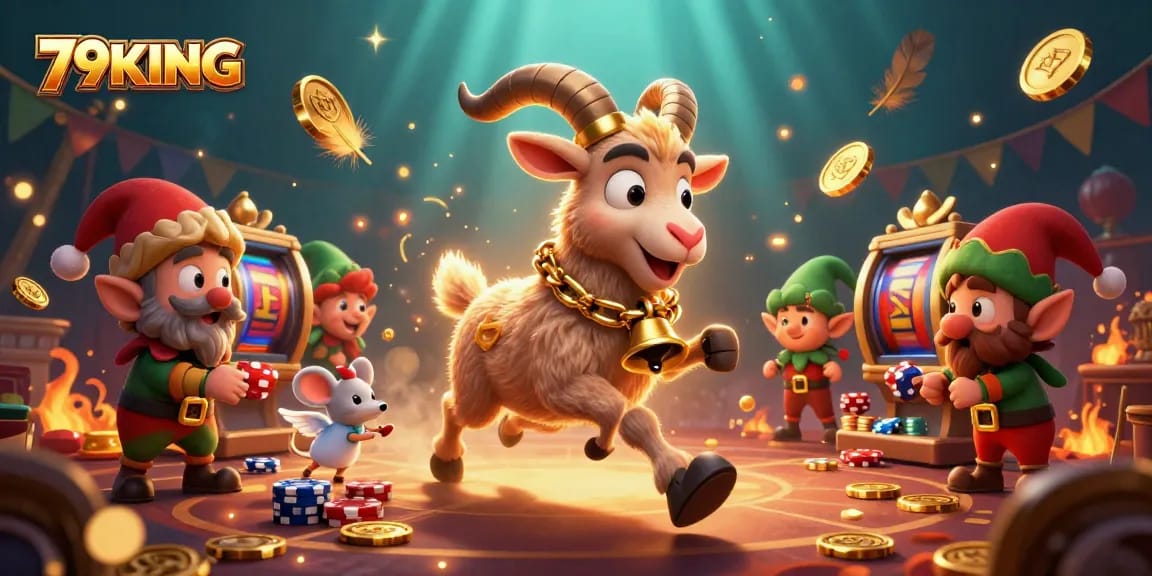 Experience thrilling action at 79KING's haunted casino with festive characters and slot games.