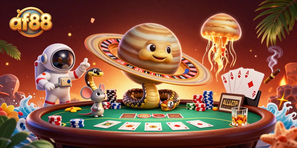 Experience thrilling bets at af88 with a dynamic 3D casino scene showcasing vibrant characters and gaming elements.