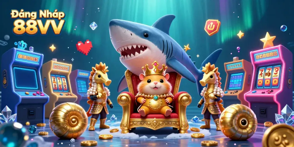Experience the thrilling world of Đăng Nhập 88VV, featuring animated gambling characters in a vibrant casino scene.
