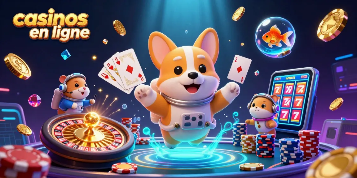 Découvrez l'univers des casinos en ligne avec une scène dynamique et colorée
