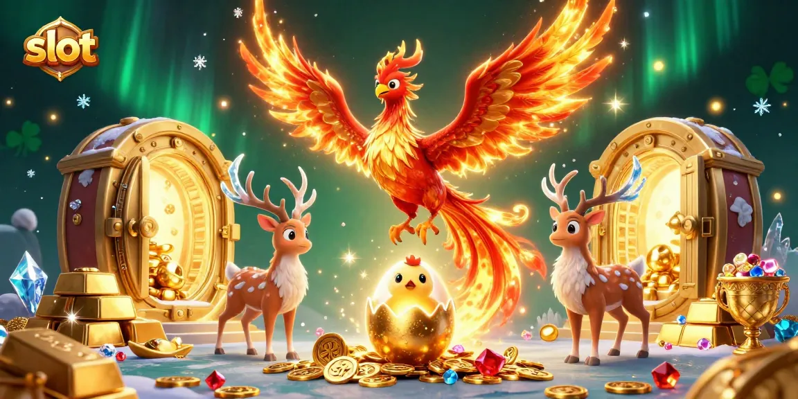Spin the slot reels with vibrant gems and golden treasures in a rich, dynamic casino scene.