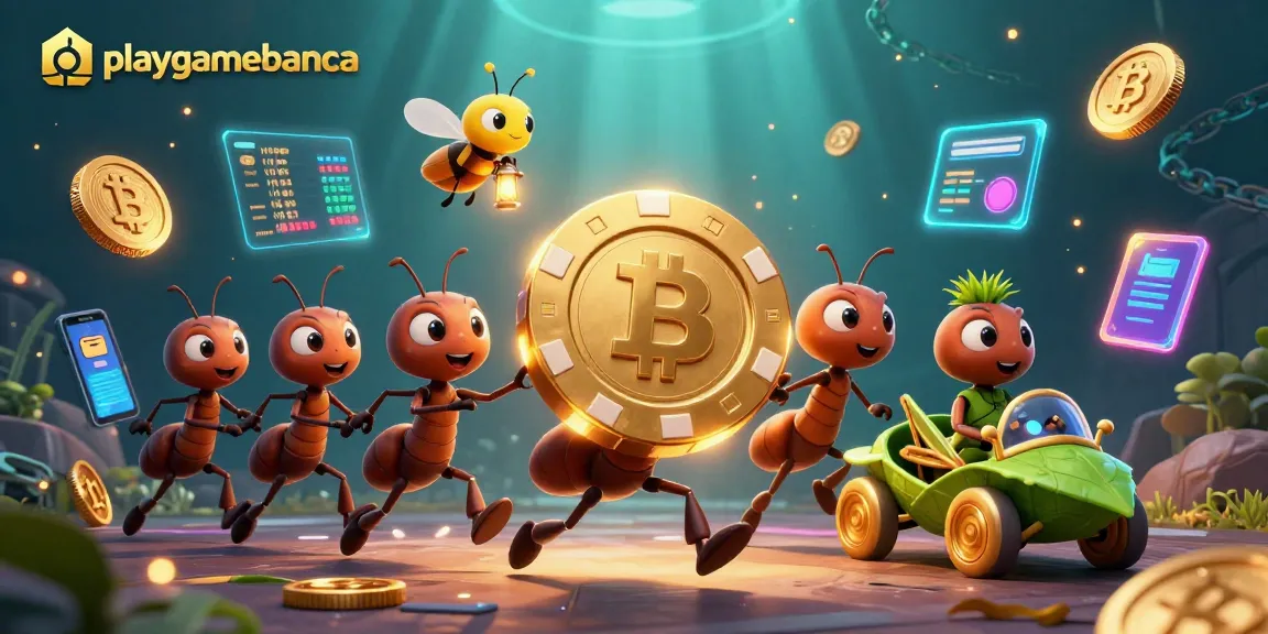 Engage in thrilling gameplay with playgamebanca's cartoon heist scene featuring poker chips and cryptocurrency.