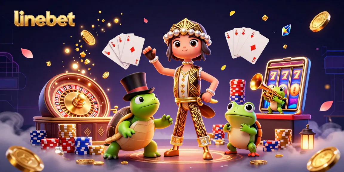 Win exciting prizes with linebet at a vibrant 3D casino scene filled with games and treasures.