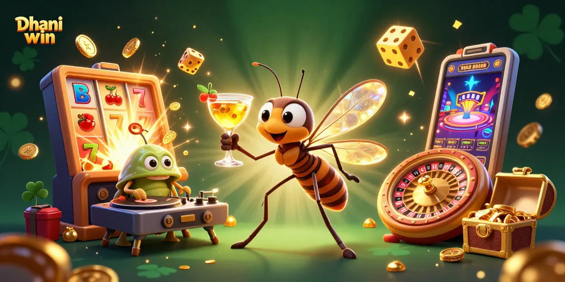 Experience the thrill of Dhani Win with an engaging casino illustration featuring vibrant gaming elements.