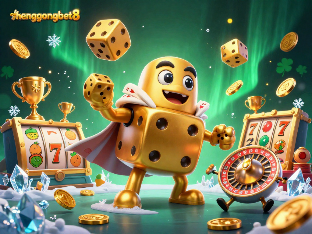 Play and win at hengongbet8 with 3D cartoon dice and vibrant casino elements in action.