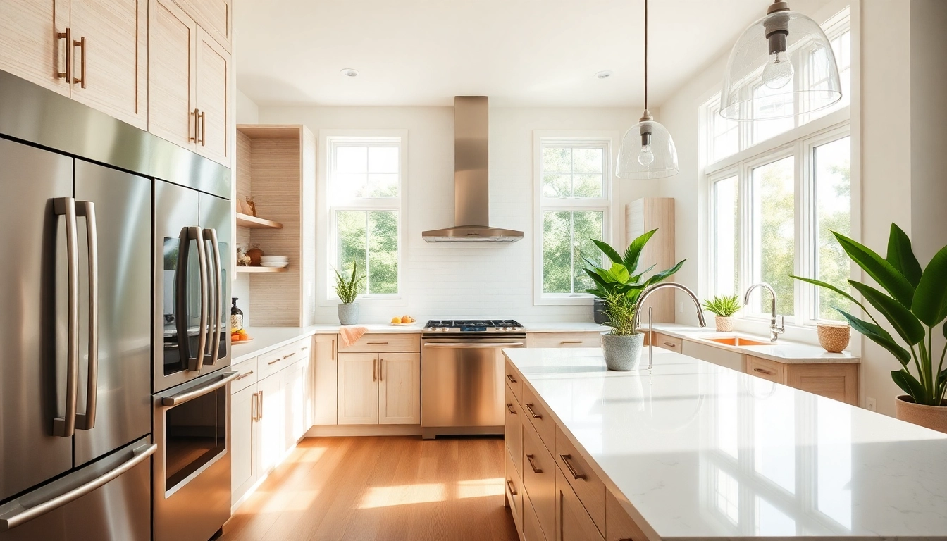 Showcase of Kitchen Remodeling Tips featuring a modern kitchen design with bright natural light.