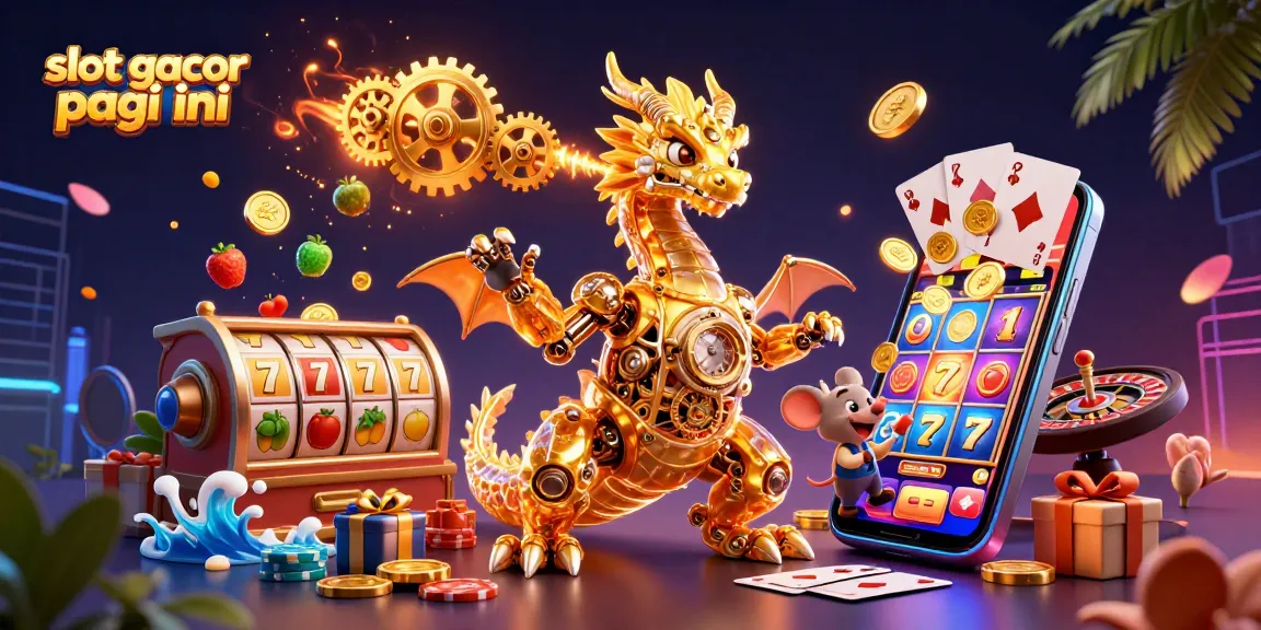 Engage with slot gacor pagi ini visuals showcasing a golden dragon, dynamic slots, and vibrant casino elements.