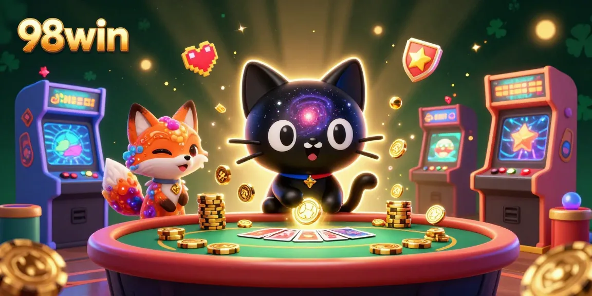 Enjoy thrilling slots action at 98win with vibrant gaming elements and cosmic characters captivating players.