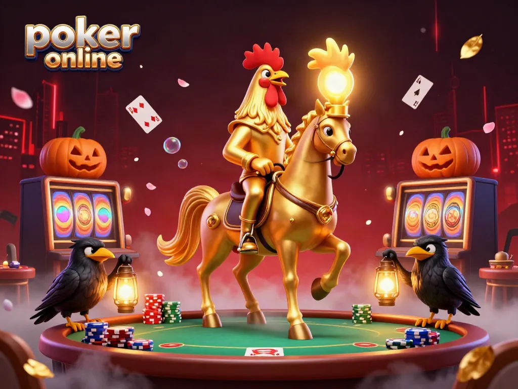 Bermain poker online di Kasino dengan tampilan yang memukau dan elemen permainan.