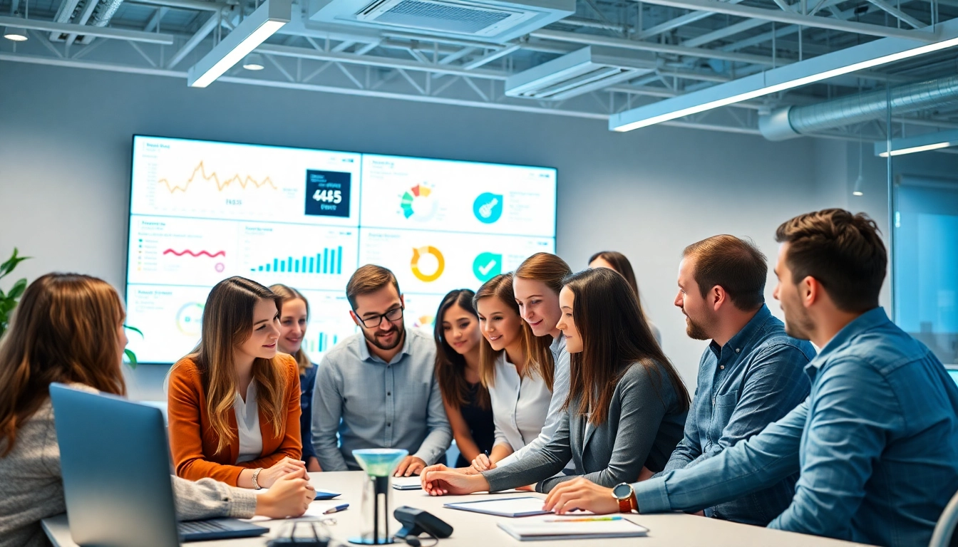 Team of professionals brainstorming in a modern setting at digital agency Melbourne.