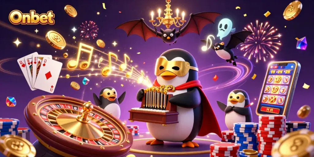 Experience the thrill of Onbet with immersive gameplay featuring golden coins and dynamic casino elements.