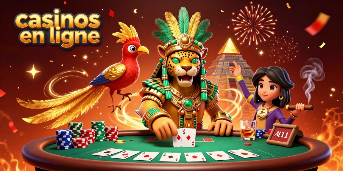 Profitez des casinos en ligne avec un prêtre jaguar mayan et des éléments de poker captivants.