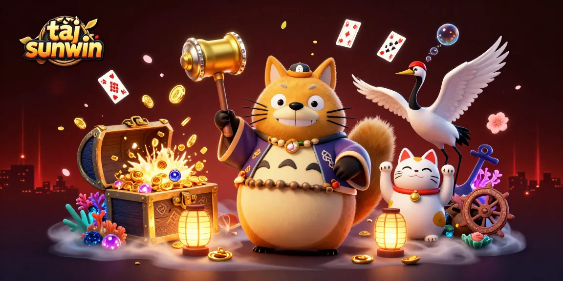 Experience thrilling gameplay with tải sunwin, featuring an exciting 3D scene of fortune cats and lucky raccoon.