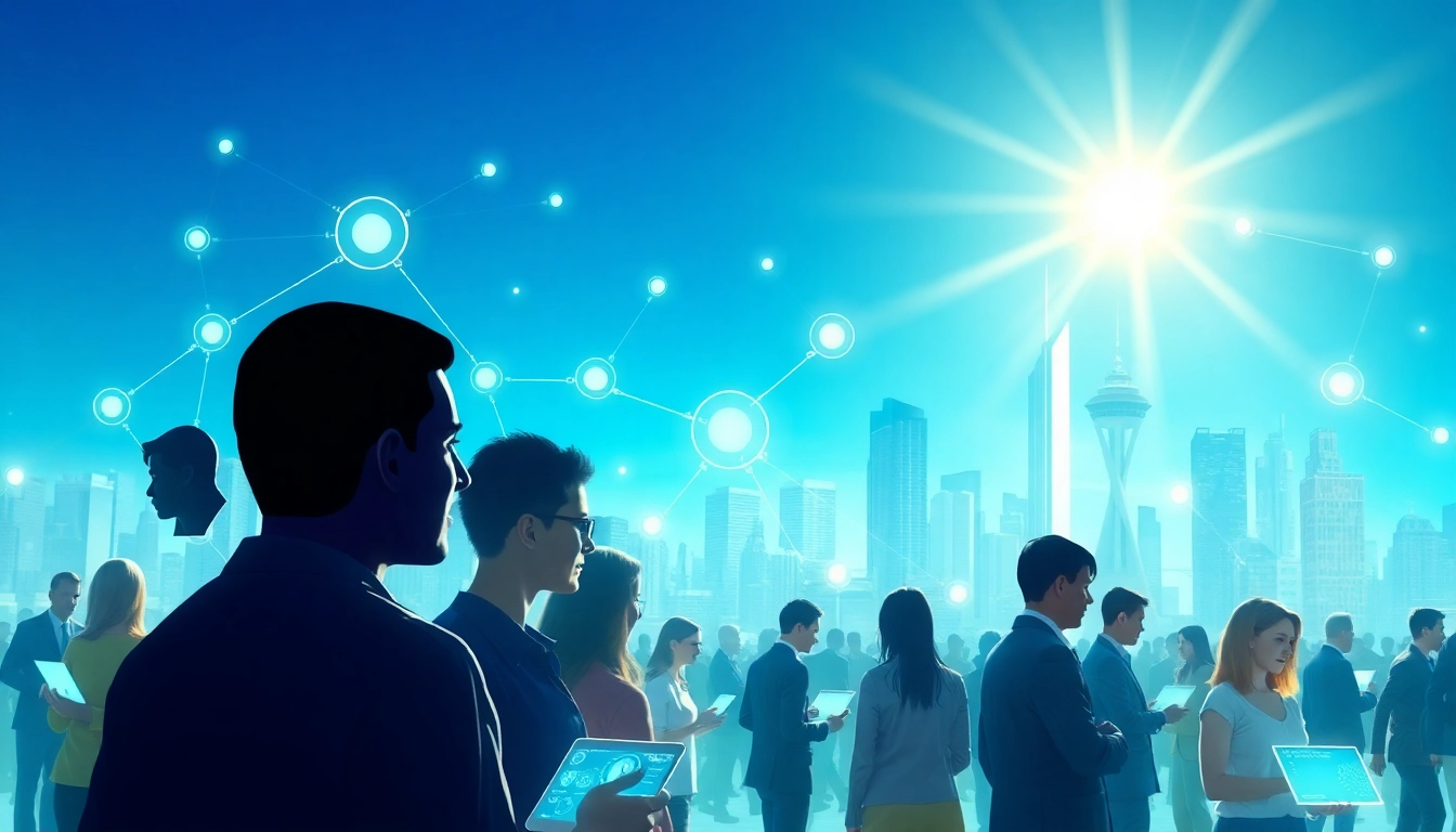 Engaging visual of the GovTech AI platform showcasing citizens interacting with digital governance solutions.