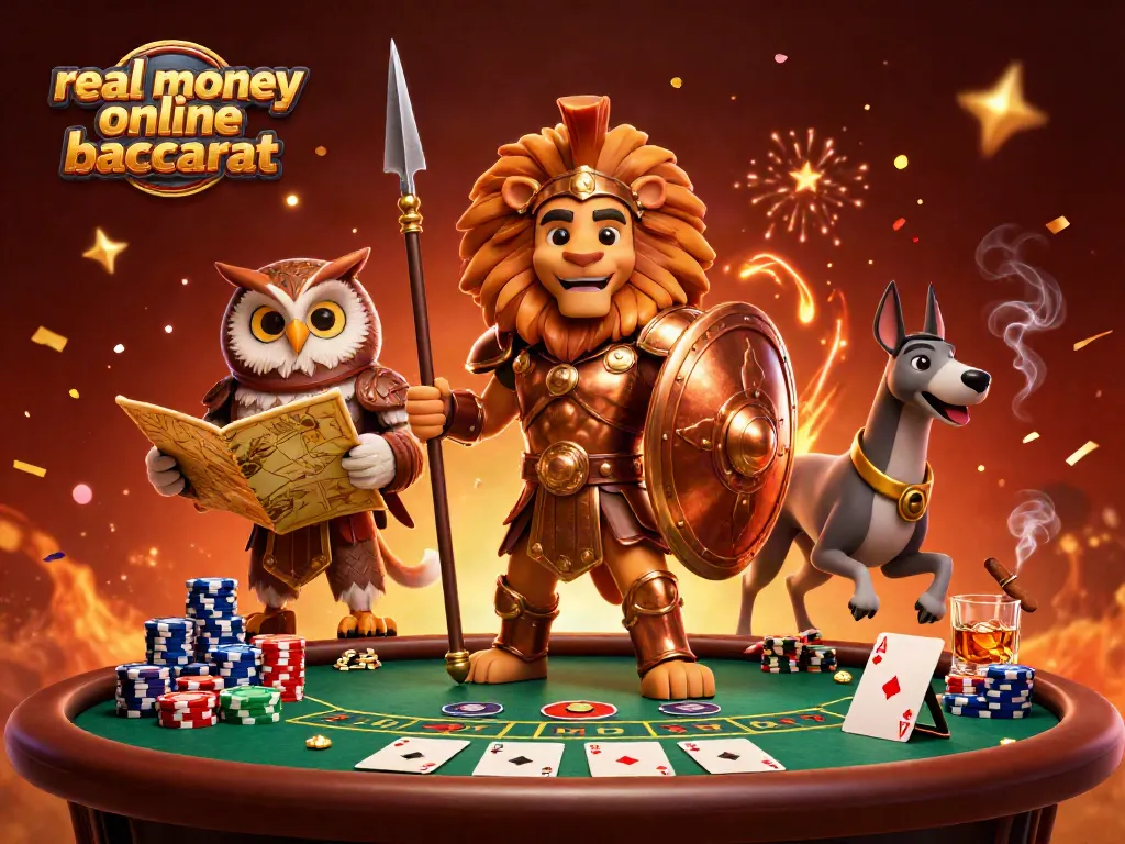 Engage in real money online baccarat with expert strategies amidst a vibrant casino scene.