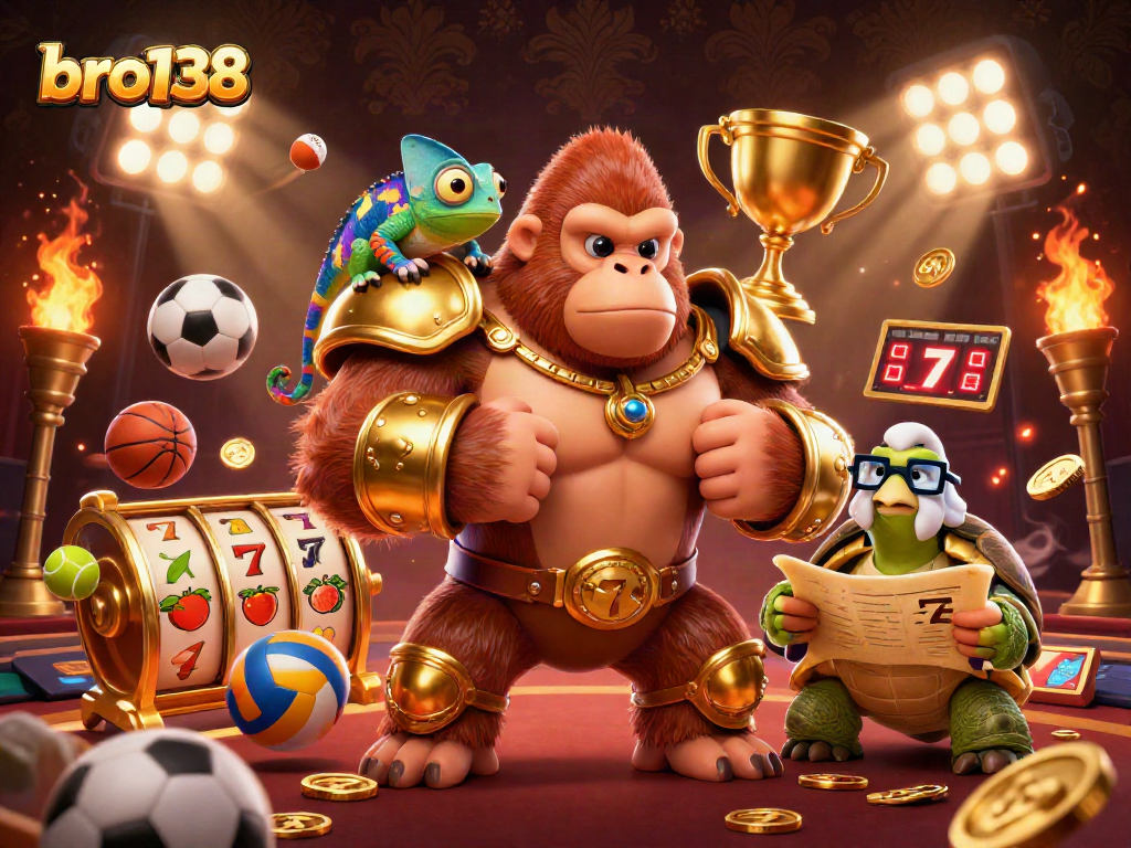 Spin and conquer with bro138's thrilling slot games amidst a vibrant casino scene.