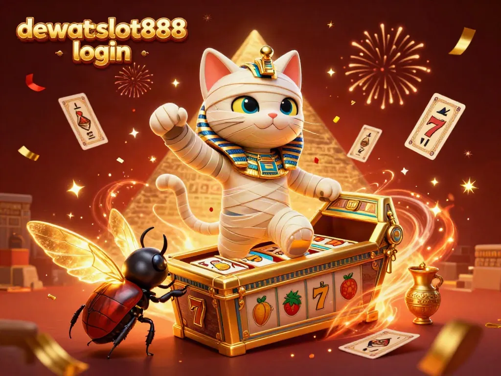 Selamat datang di dewataslot888 login, dengan ilustrasi kasino bertema Mesir yang semarak dan jackpot besar.