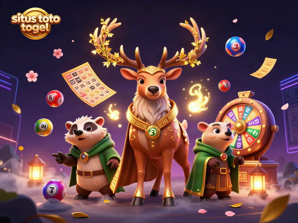 Gambar situs toto togel dengan karakter dan elemen permainan uang yang menarik dan dinamis.