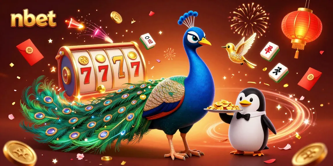 Nbet showcases a vibrant casino scene with colorful slot reels and celebratory elements.