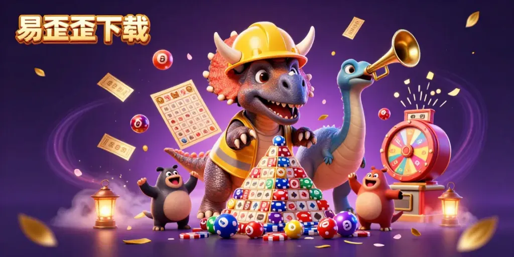 Engage with 易歪歪下载 as a colorful casino-themed celebration unfolds featuring dynamic characters and gambling elements.