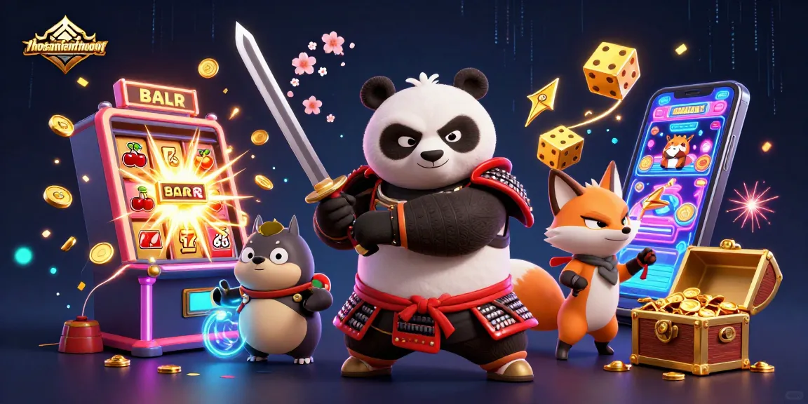 Experience thrilling action with thosantienthuong as a samurai panda and ninja fox amidst jackpot excitement.