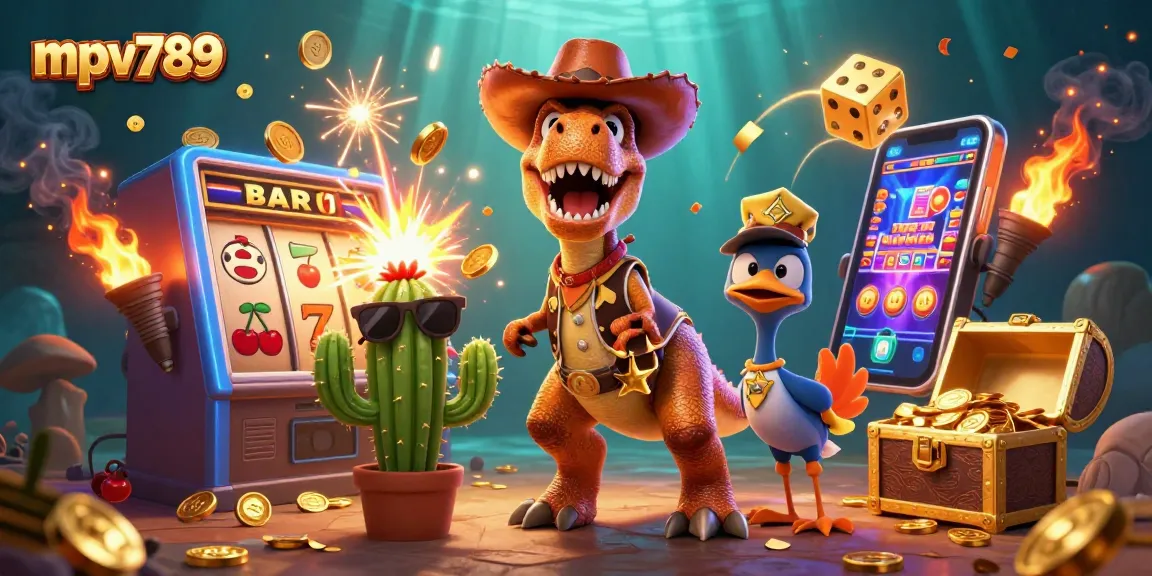 Spin the reels for a jackpot win with mpv789's vibrant, dynamic casino scene featuring exciting characters.