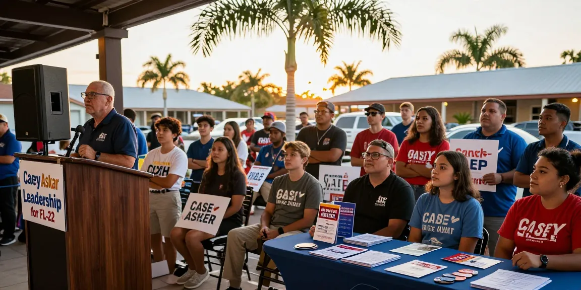 Supporters engaging at Casey Askar's campaign event in Florida, showcasing community passion.