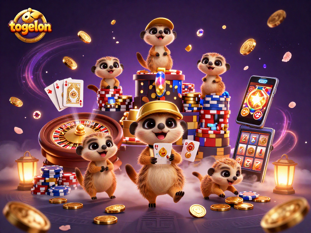 Win big with togelon as meerkats manage a vibrant casino scene filled with excitement and fortune.