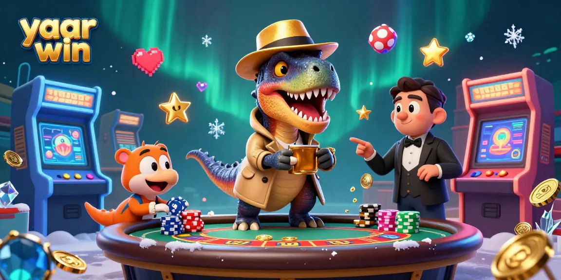 Experience yaar win at the blackjack table with a clever velociraptor amid vibrant casino elements.