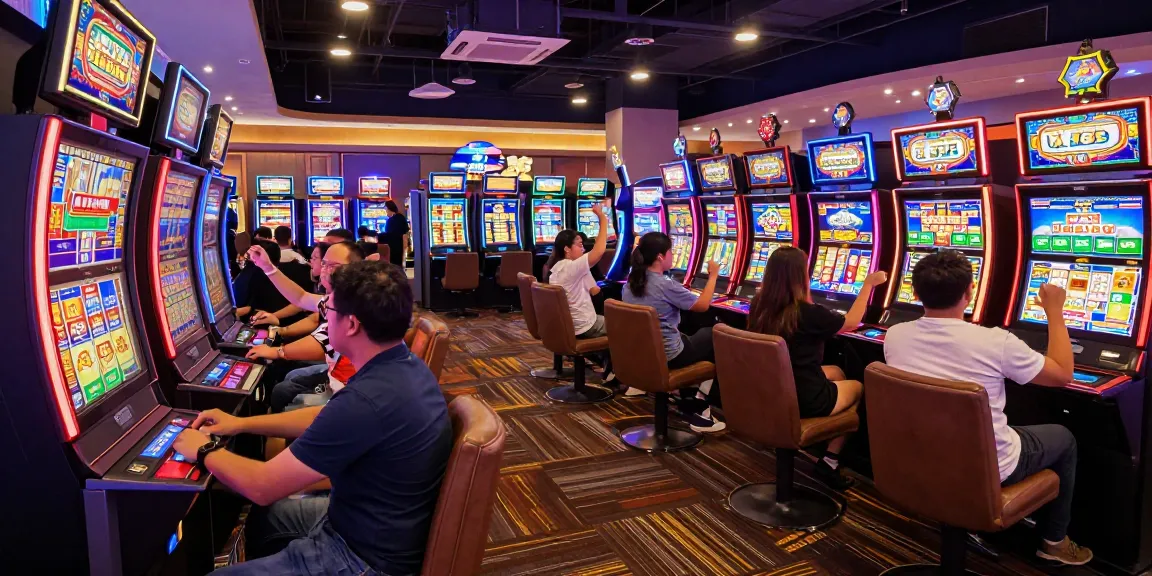 Exciting slot gacor gameplay at a modern casino with vibrant machines and engaging players.