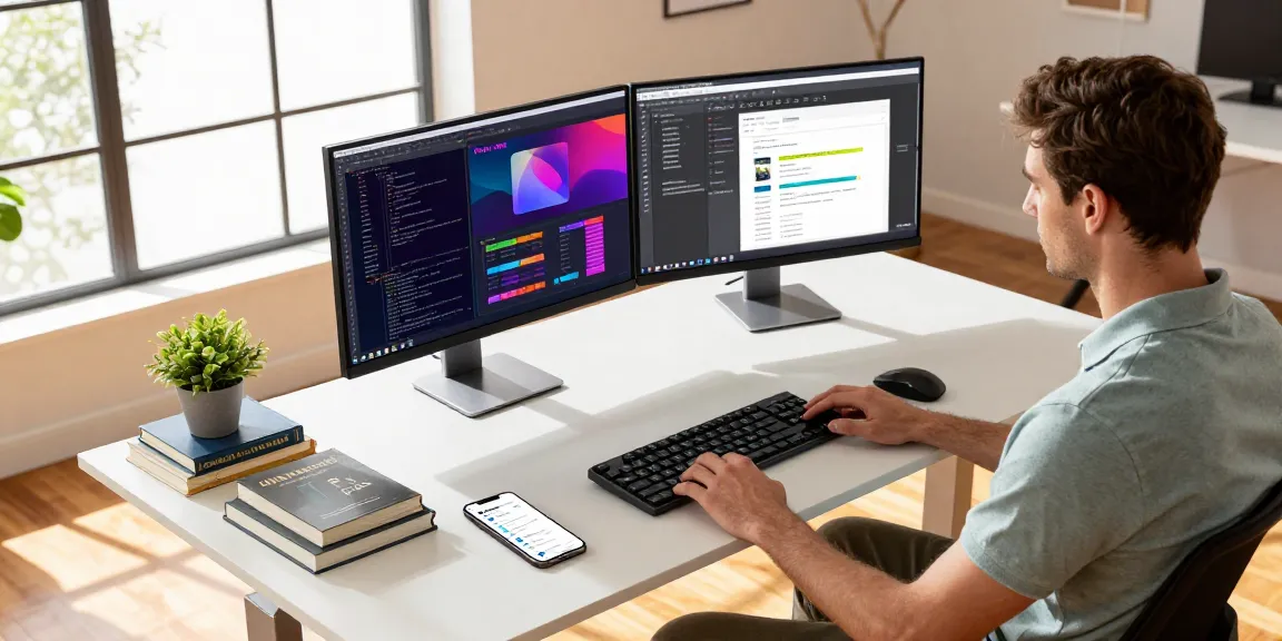NAGA2000 software developer in a modern workspace showcasing coding and application design.
