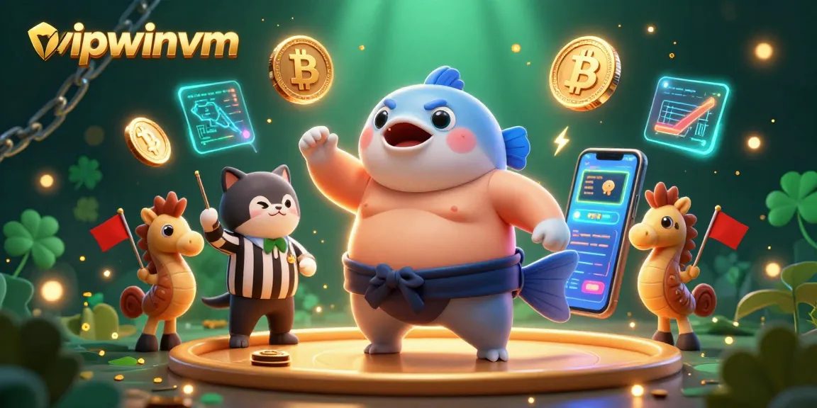 Experience vibrant slot gaming action with vipwinvm in an underwater casino realm featuring animated characters.
