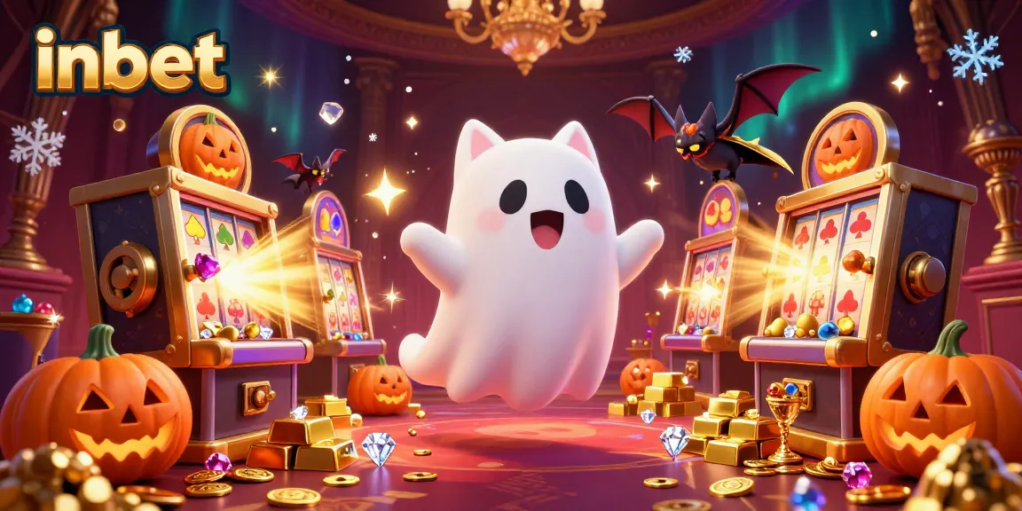 Bet on vibrant ghost cats and treasure in the inbet casino adventure illustration.