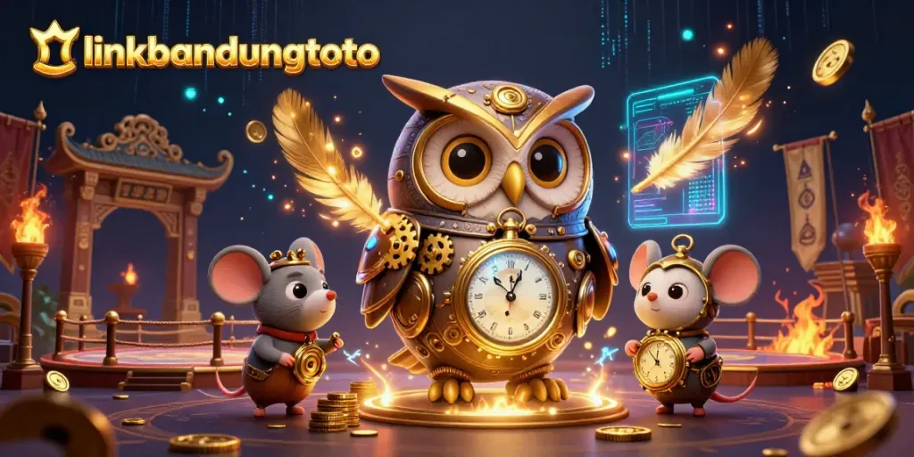 Experience thrilling gaming action with linkbandungtoto featuring a steampunk owl and casino elements.