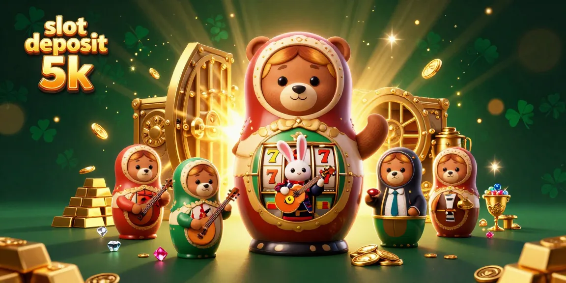 Experience thrilling wins with slot deposit 5k in this vibrant casino-themed 3D illustration.