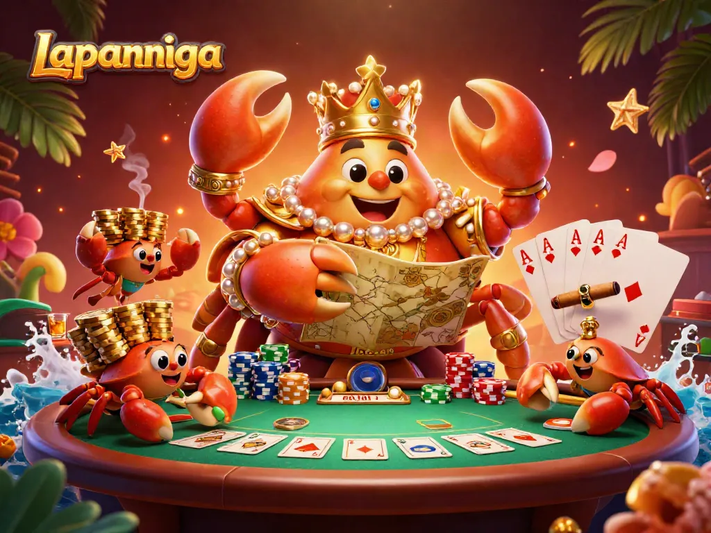 Gambarlah Lapannaga saat pemain menikmati permainan kartu di meja poker dengan kekayaan harta.