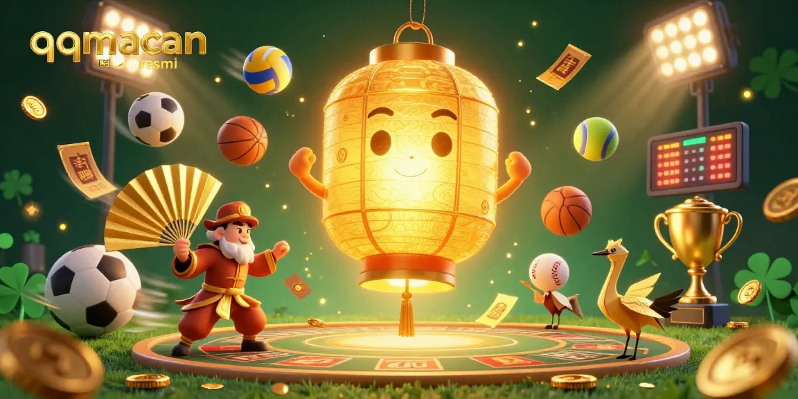 Experience the thrill of sports betting with qqmacan resmi in this vibrant, dynamic scene featuring lucky symbols.