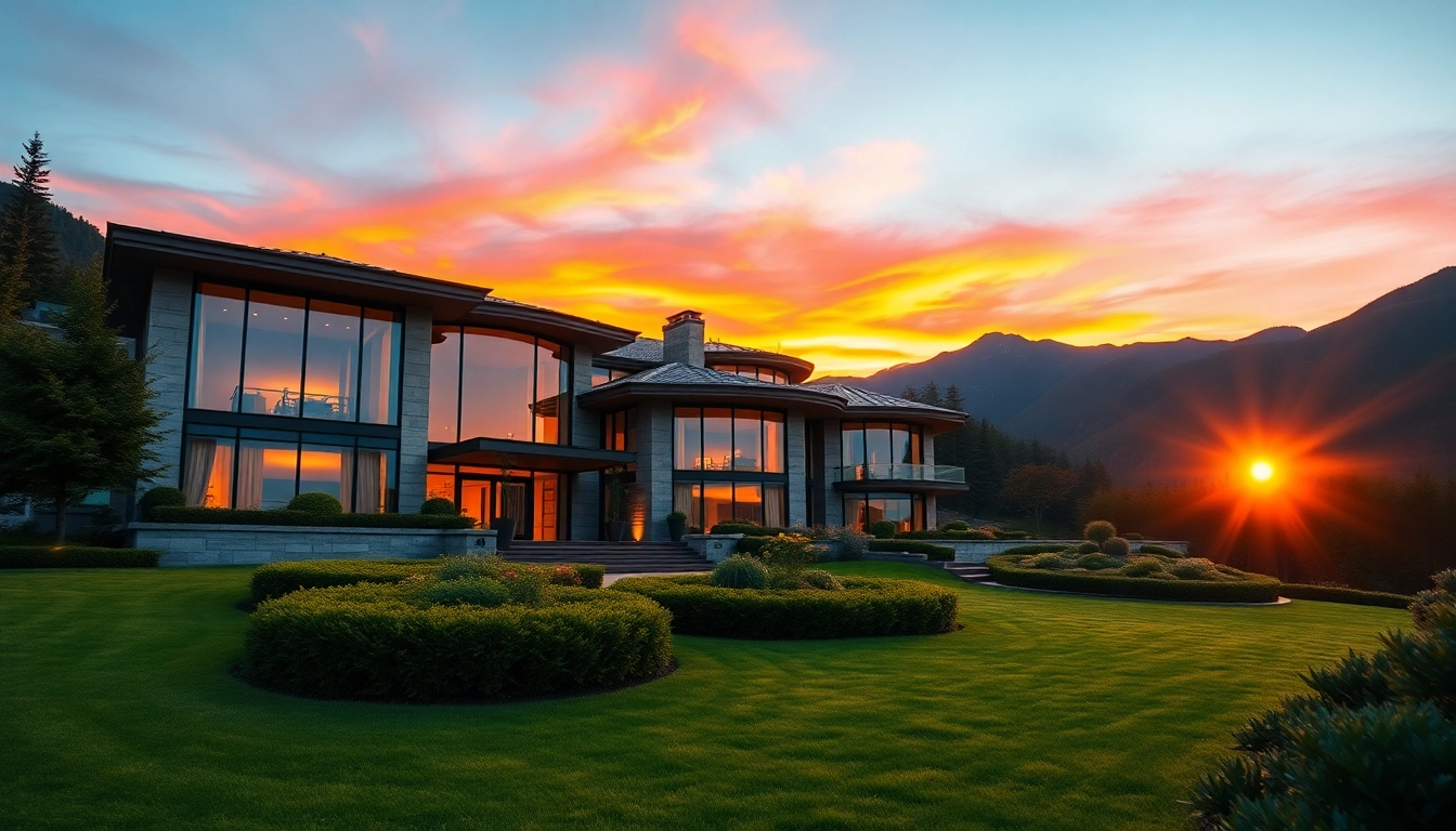 Showcase of a luxury home with stunning architecture nestled in a picturesque mountain setting.