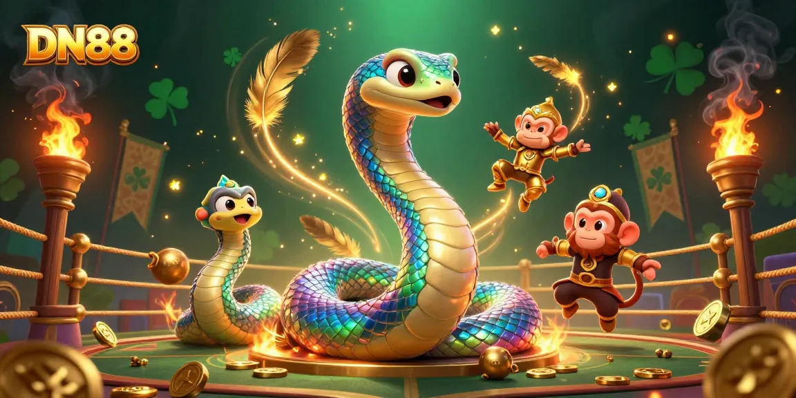 Engage in thrilling sports betting with DN88 as the monkey king and vibrant serpent create magic.