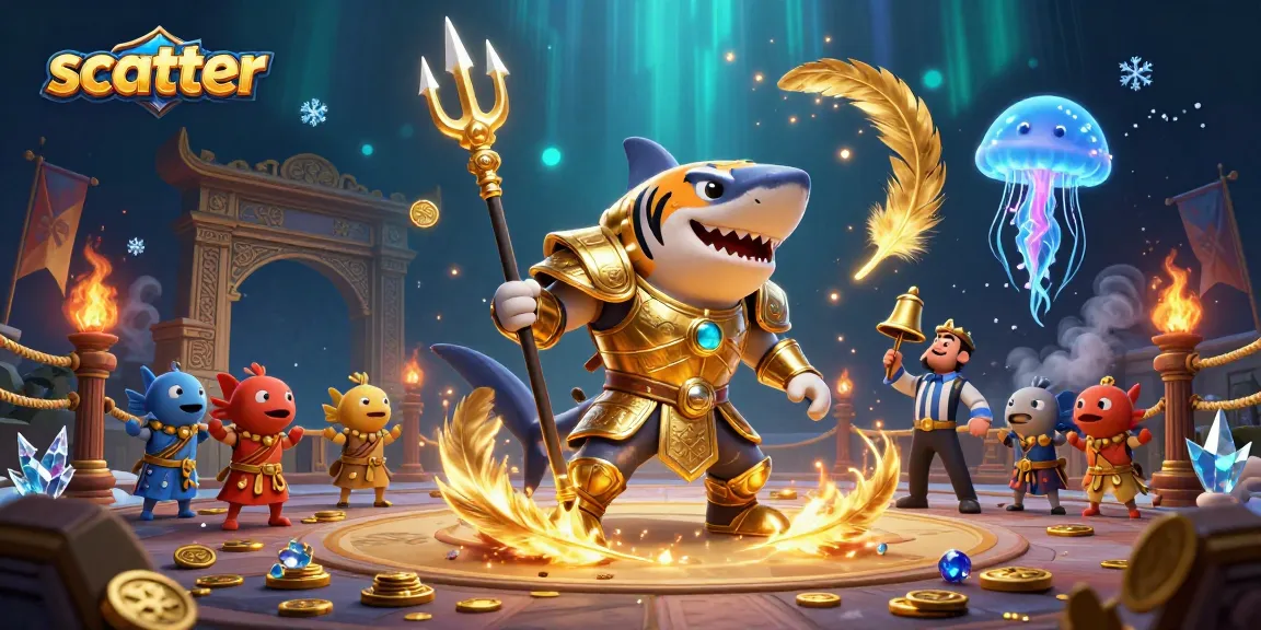 Engage with scatter-themed slots in an underwater battle featuring the golden shark.