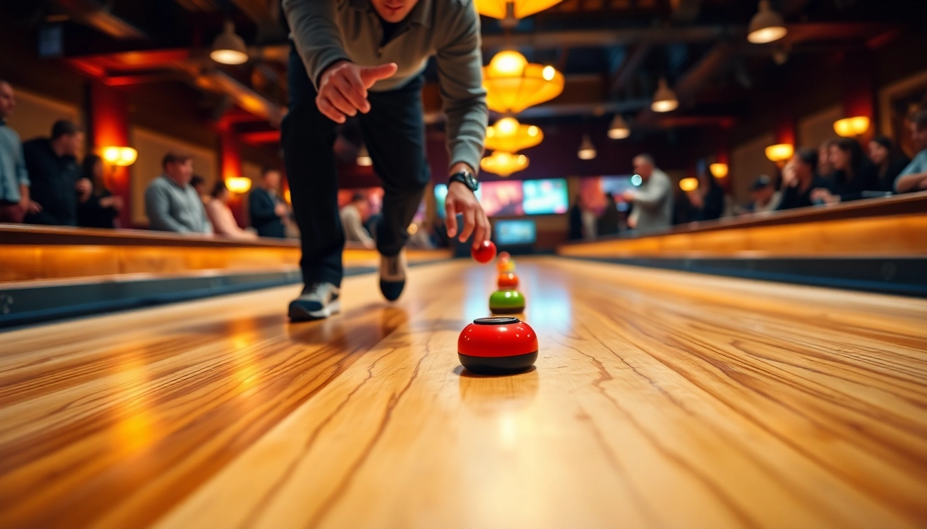 Player demonstrating a strategic Shuffleboard Move during a competitive match